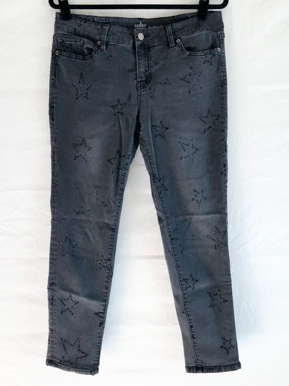 Retro NY&Co “Soho” Black Double Fray Boyfriend Jeans Size 10
